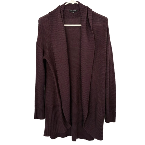 Pink Clover Sweaters - Pink Clover Purple Open-Front Cardigan Sweater Small | Lightweight Layering